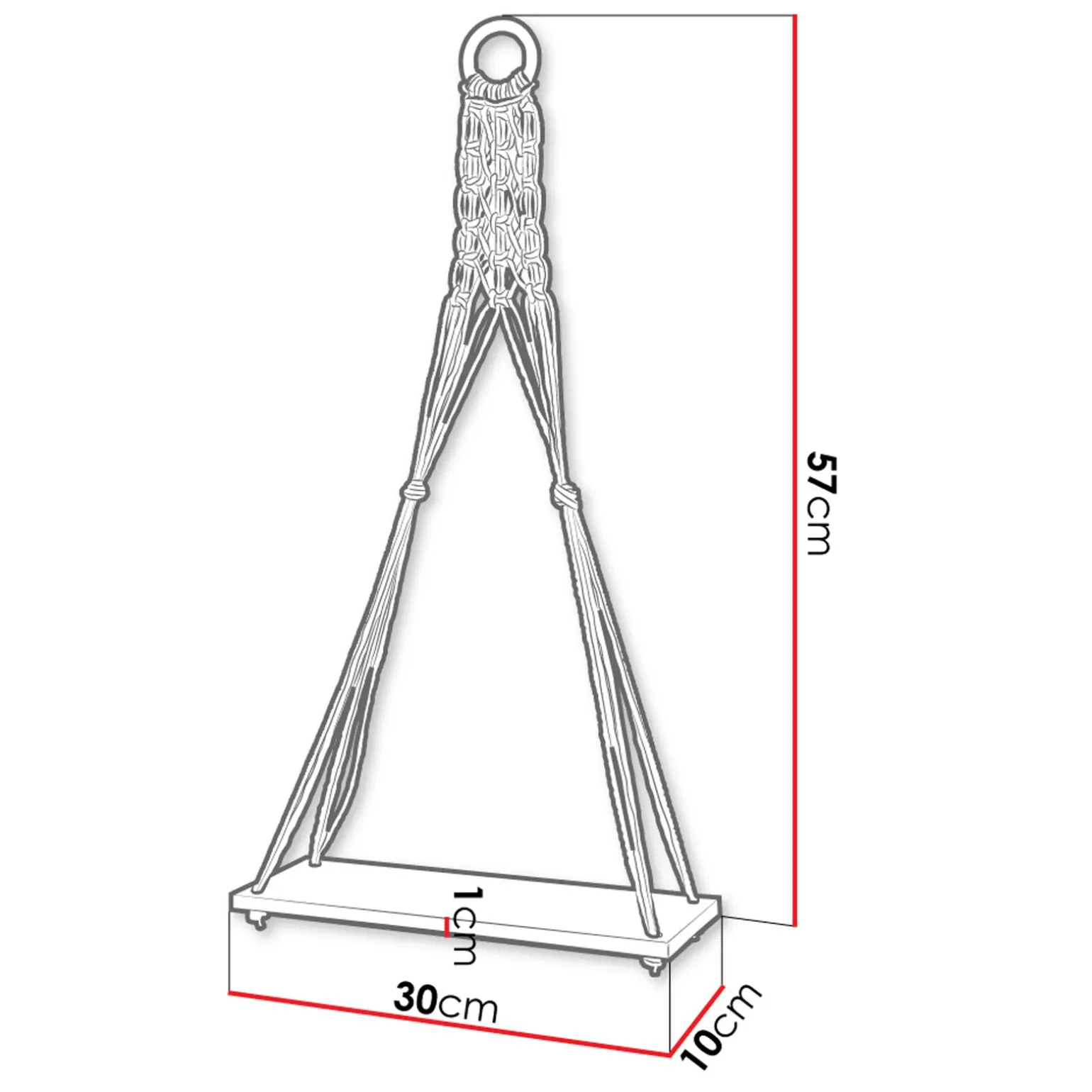 Mensola sospesa 30x57h cm da parete con corda rovere Liana