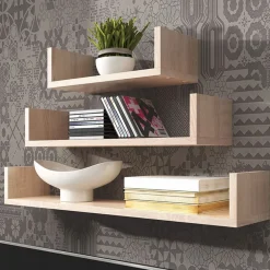 Mensola 80x48h cm 3 ripiani pensile da parete rovere Cristina