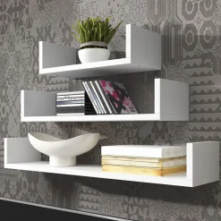 Mensola 80x48h cm 3 ripiani pensile da parete bianco Cristina