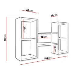 Mensola 102x60h cm 5 vani pensile da parete moderna bianco Felicita