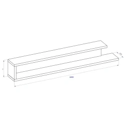 Mensola 180x28h cm da parete moderna bianco lucido rovere Aria