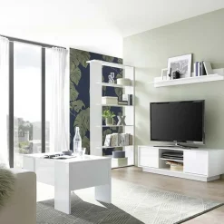 Mensola 138x17h cm moderna soggiorno bianco lucido Spirit
