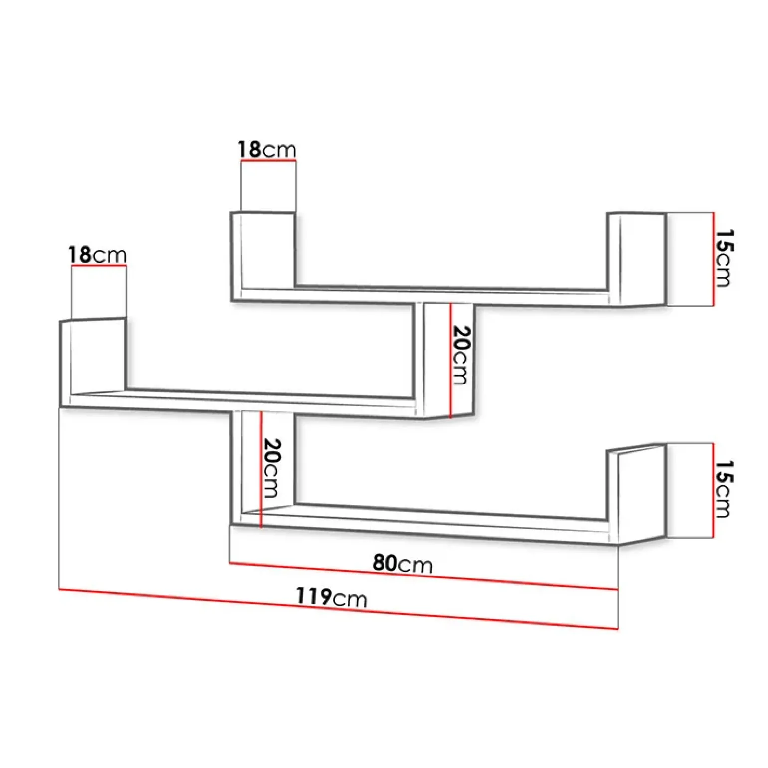 Mensola 119x55h cm pensile a muro 3 ripiani effetto marmo grigio Concetta