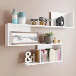 Mensola 110x80h cm pensile a muro design moderno bianco Carlina