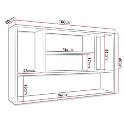 Mensola 100x60h cm pensile a muro design moderno bianco Leira