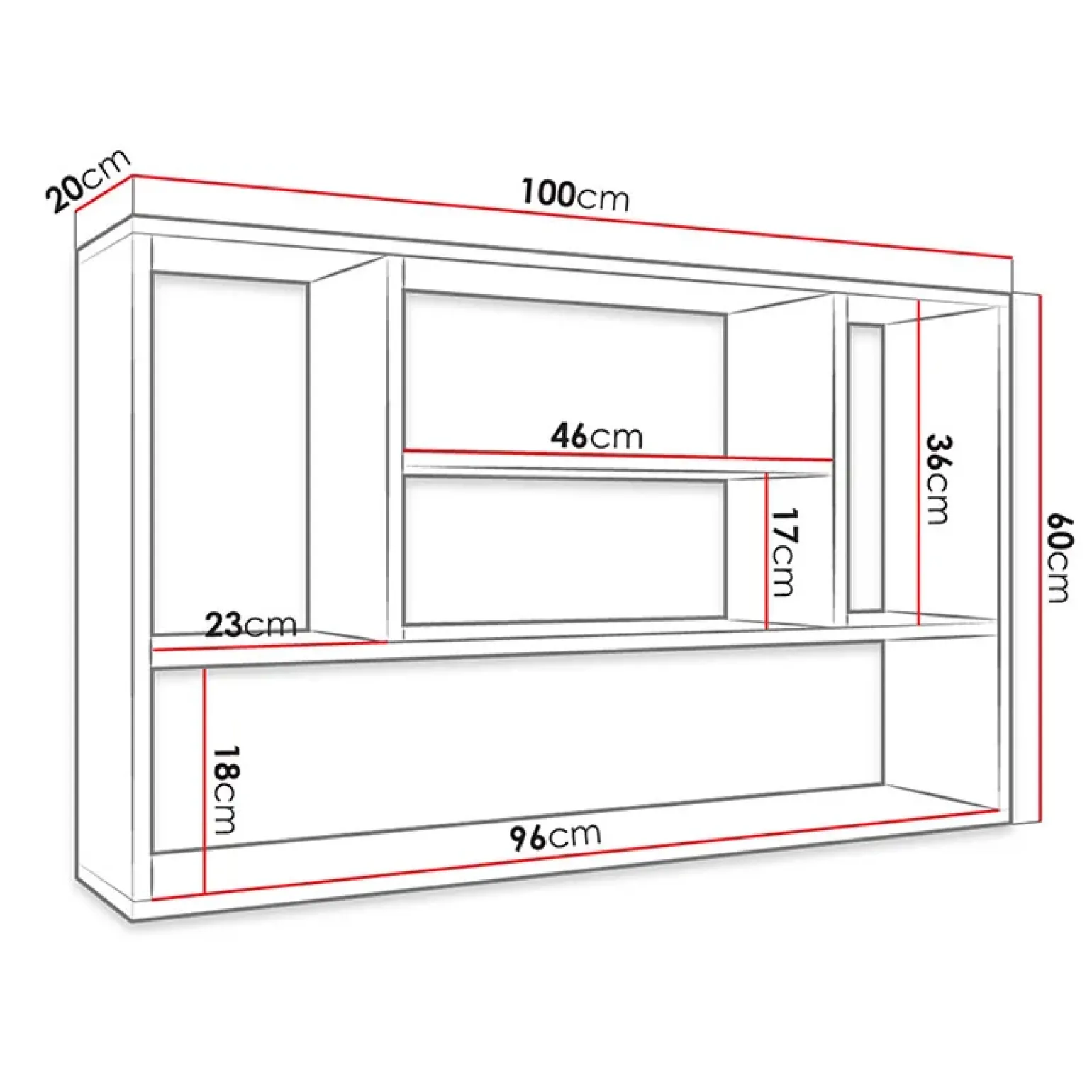 Mensola 100x60h cm pensile a muro design moderno bianco Leira