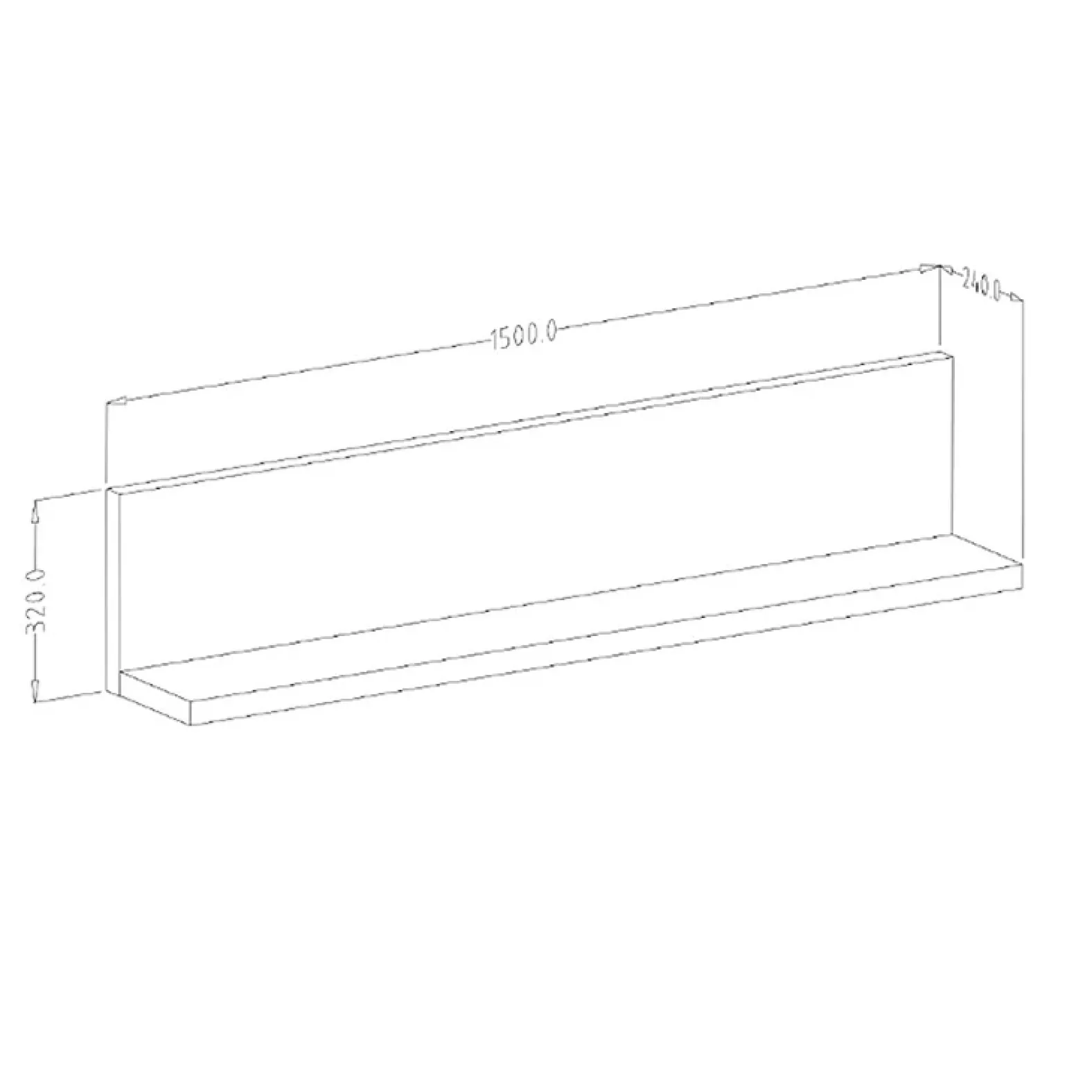 Mensola 150x32h cm per parete attrezzata antracite Megan Gihome®
