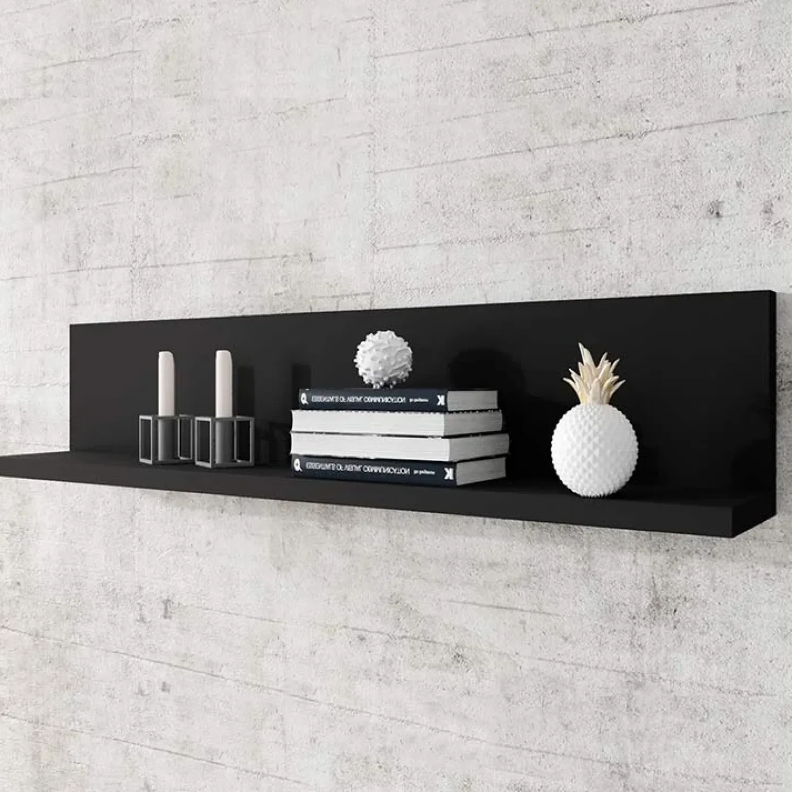 Mensola 150x32h cm per parete attrezzata nero opaco Megan Gihome®