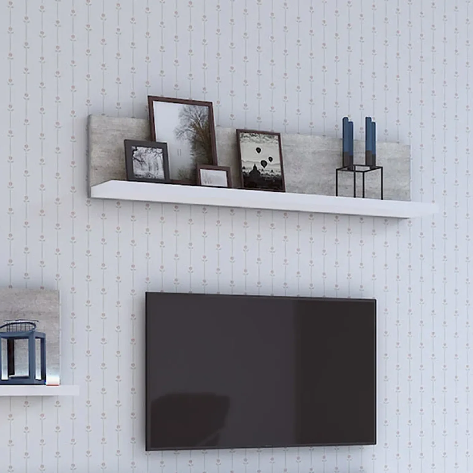 Mensola 150x32h cm per parete attrezzata bianco cemento Megan Gihome®