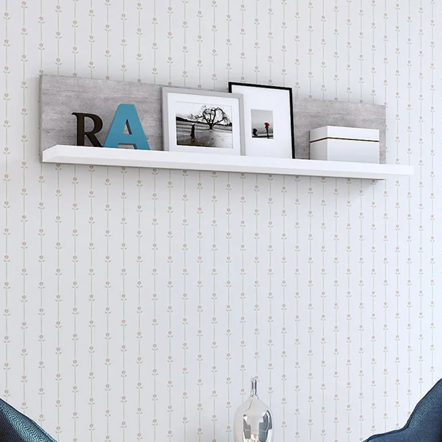 Mensola 150x32h cm per parete attrezzata bianco cemento Megan Gihome®