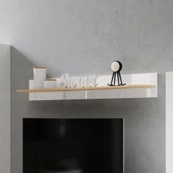 Mensola 138x20h cm soggiorno bianco opaco rovere Noa Gihome®