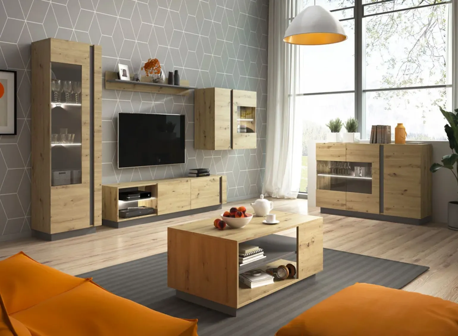 Mensola 138x20h cm soggiorno rovere Noa Gihome®