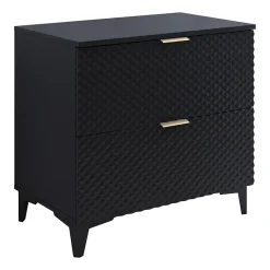 Mobile bagno a terra 81cm 2 cassetti nero frontali decorati Konny