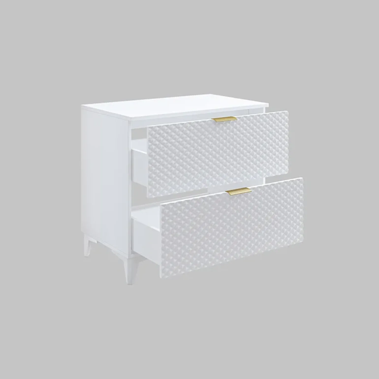 Mobile bagno a terra 81cm 2 cassetti bianco frontali decorati Konny
