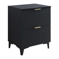 Mobile bagno a terra 61cm 2 cassetti nero frontali decorati Konny