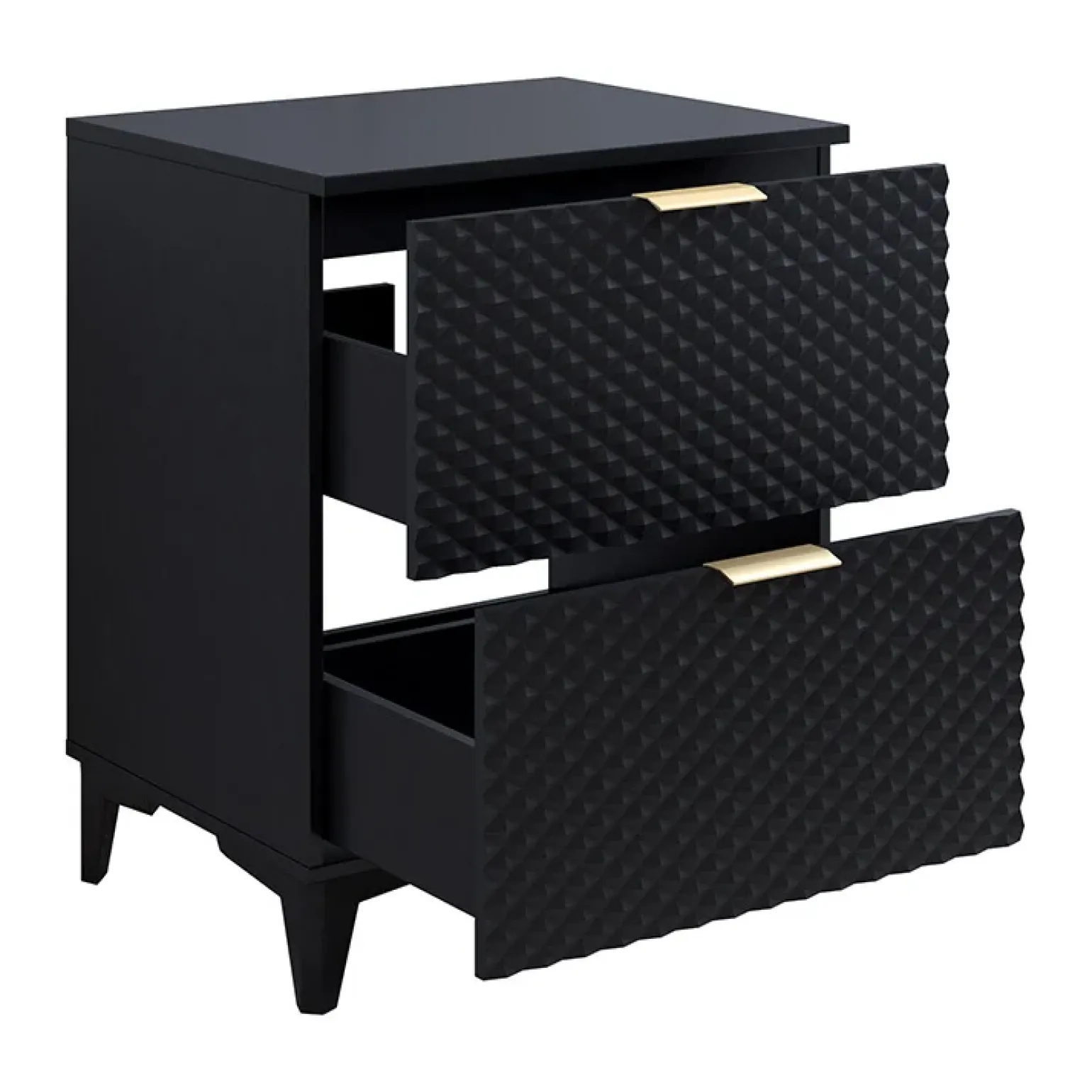 Mobile bagno a terra 61cm 2 cassetti nero frontali decorati Konny