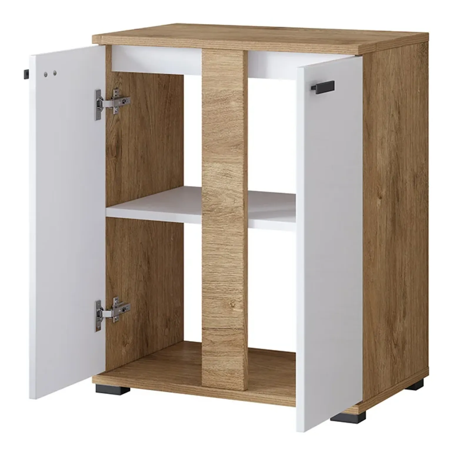 Mobile bagno a terra 61cm 2 ante bianco lucido rovere Crystal