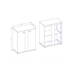 Mobile bagno a terra 61cm 2 ante bianco lucido rovere Crystal