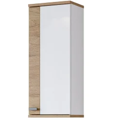 Mobile bagno a terra 61cm con specchio e colonne bianco lucido rovere Crystal