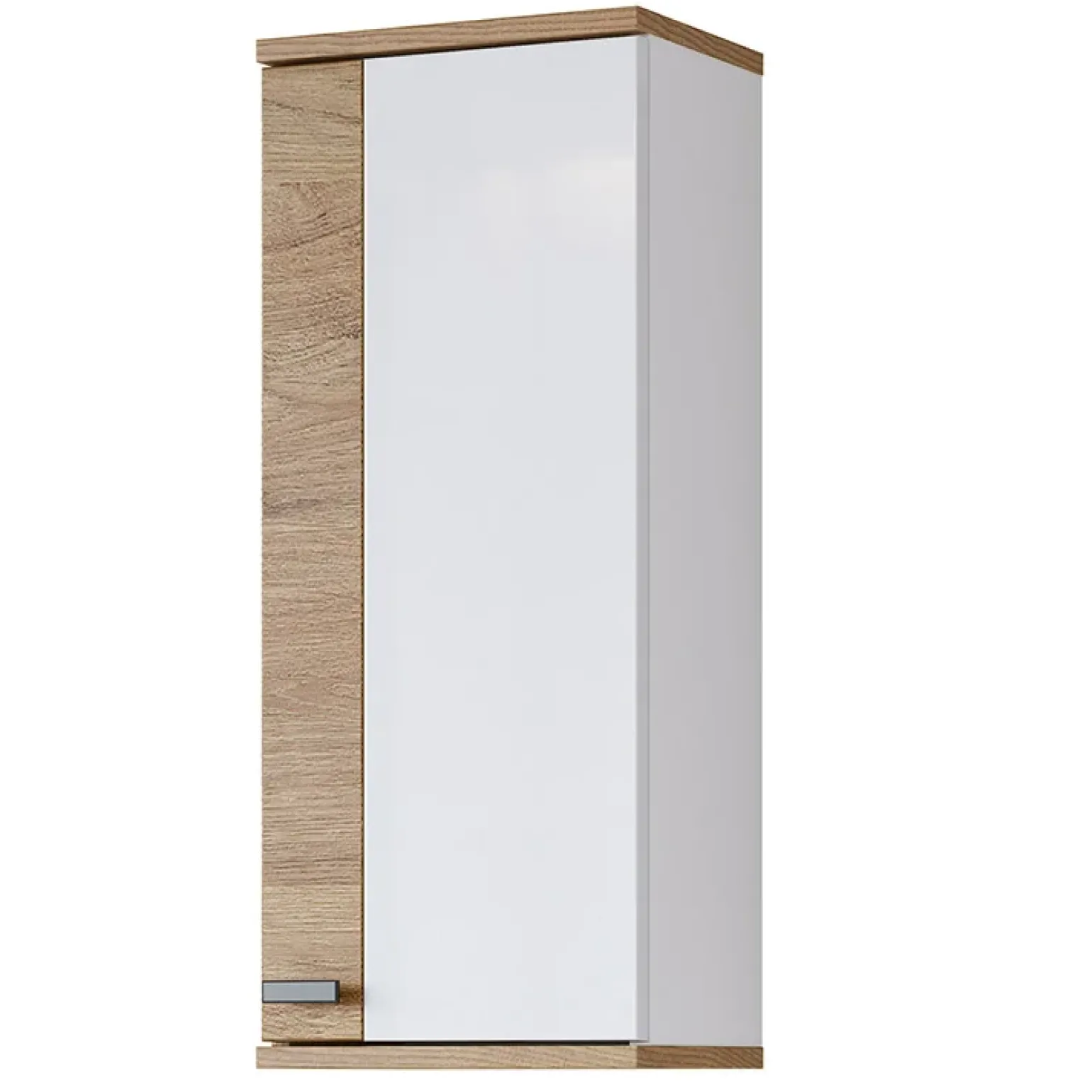 Mobile bagno a terra 61cm con specchio e colonne bianco lucido rovere Crystal