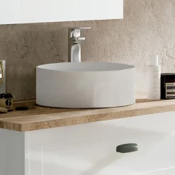 Mobile bagno a terra 120cm con doppio lavabo e colonna shabby bianco rovere Ilias