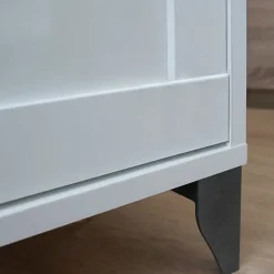 Mobile bagno a terra 120cm con doppio lavabo e colonna shabby bianco rovere Ilias