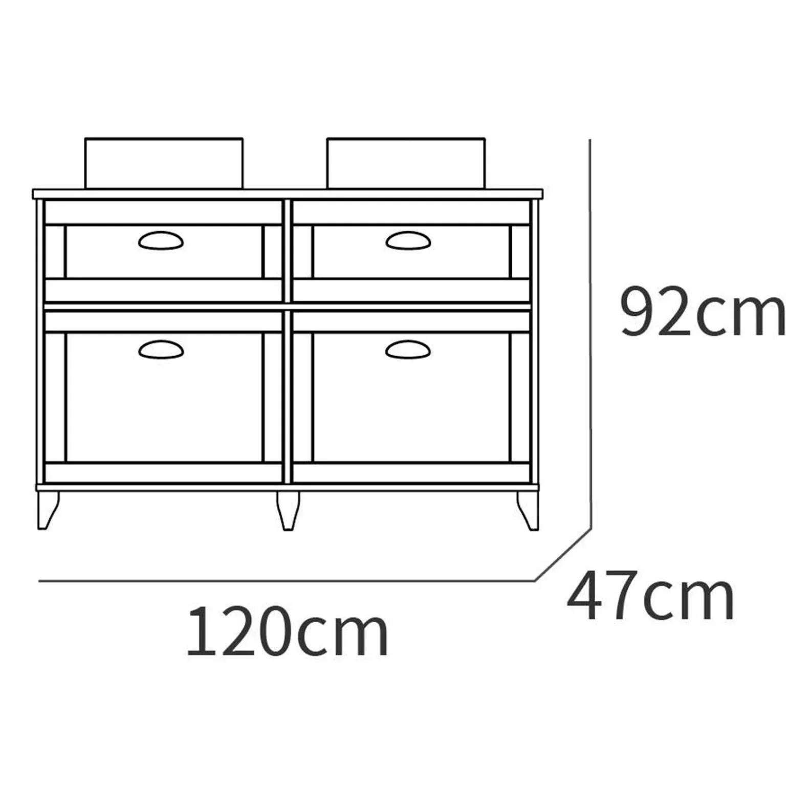 Mobile bagno a terra 120cm con doppio lavabo e colonna shabby bianco rovere Ilias