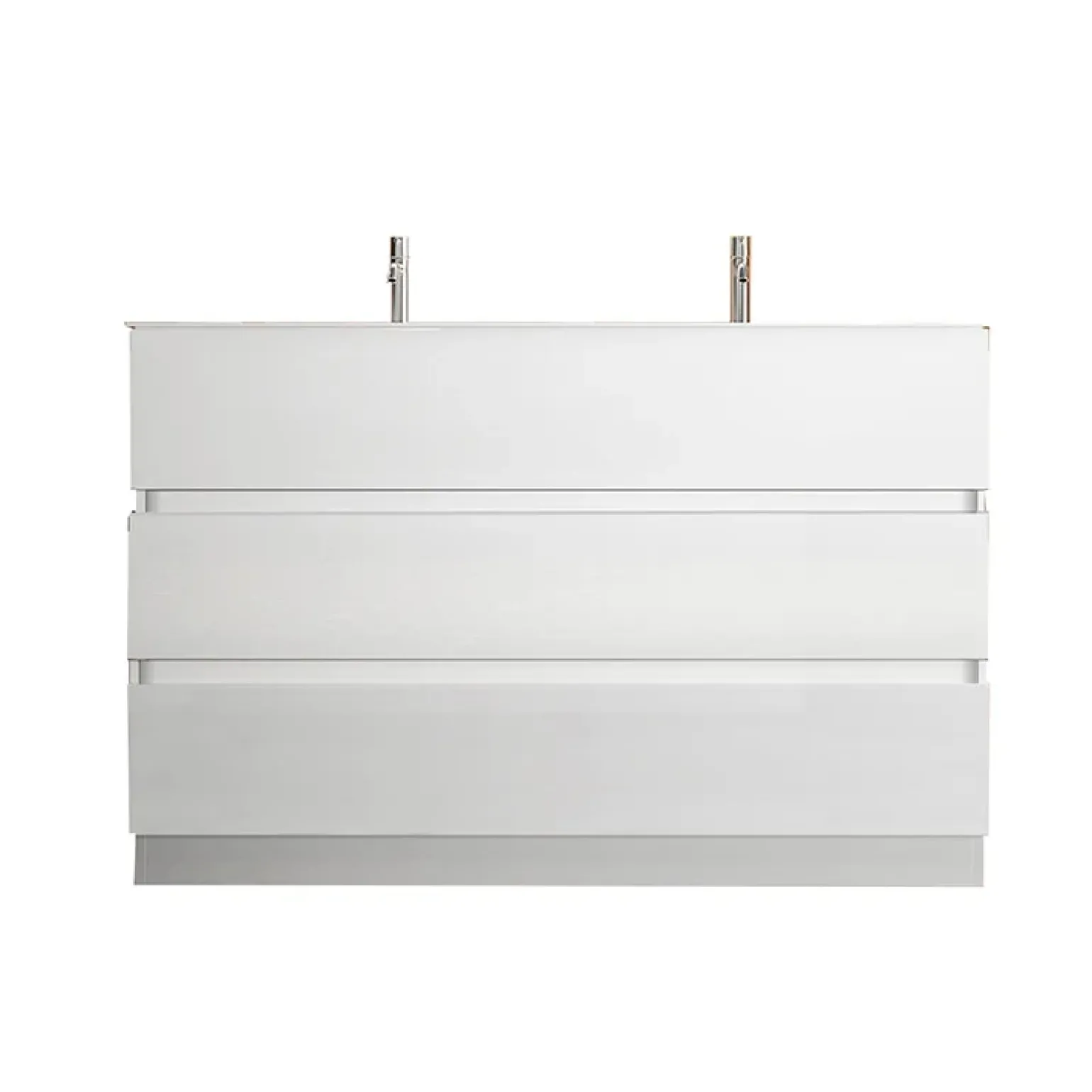 Mobile bagno a terra 120cm con doppio lavabo 3 cassetti bianco lucido Moon