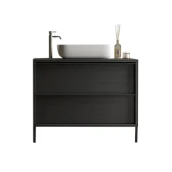 Mobile bagno a terra 79cm con lavabo 2 cassetti nero frassinato Absolut