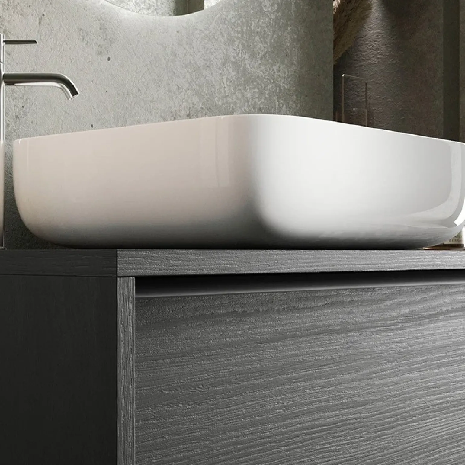 Mobile bagno a terra 92cm con lavabo nero frassinato Absolut