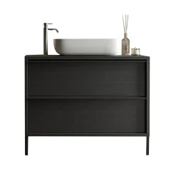 Mobile bagno a terra 92cm con lavabo nero frassinato Absolut
