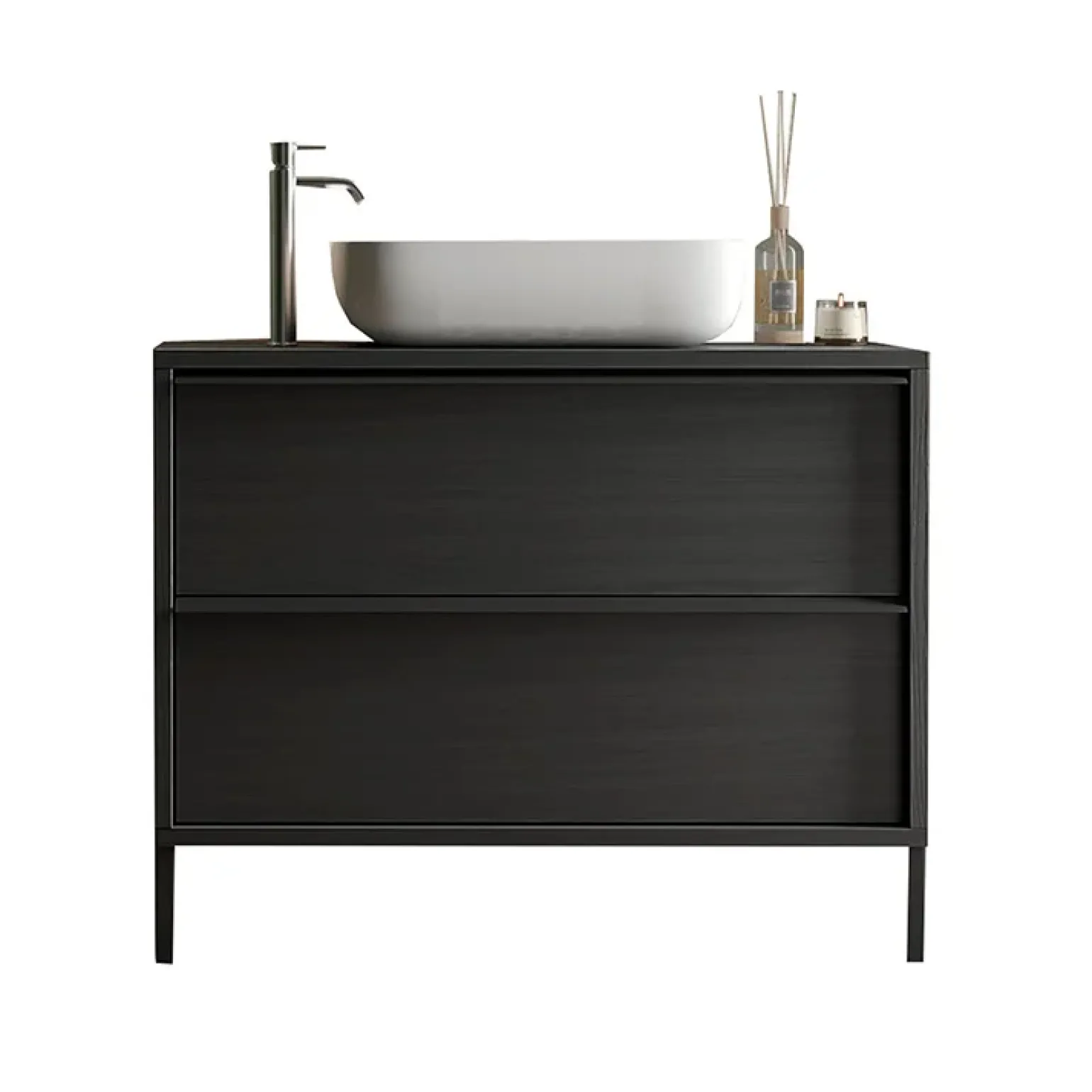 Mobile bagno a terra 92cm con lavabo nero frassinato Absolut