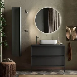 Mobile bagno a terra 105cm con lavabo 2 cassetti nero frassinato Absolut