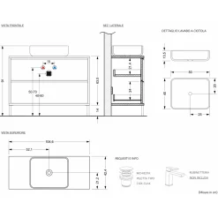 Mobile bagno a terra 105cm con lavabo 2 cassetti nero frassinato Absolut