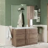 Mobile bagno a terra 120cm con doppio lavabo e specchio rovere Alvarez