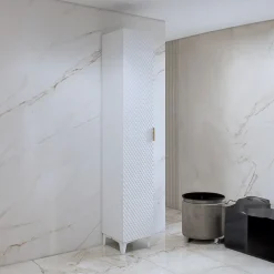 Mobile bagno a terra 81cm con colonna bianco frontali decorati Konny