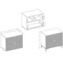 Mobile bagno a terra 81cm con colonna bianco frontali decorati Konny