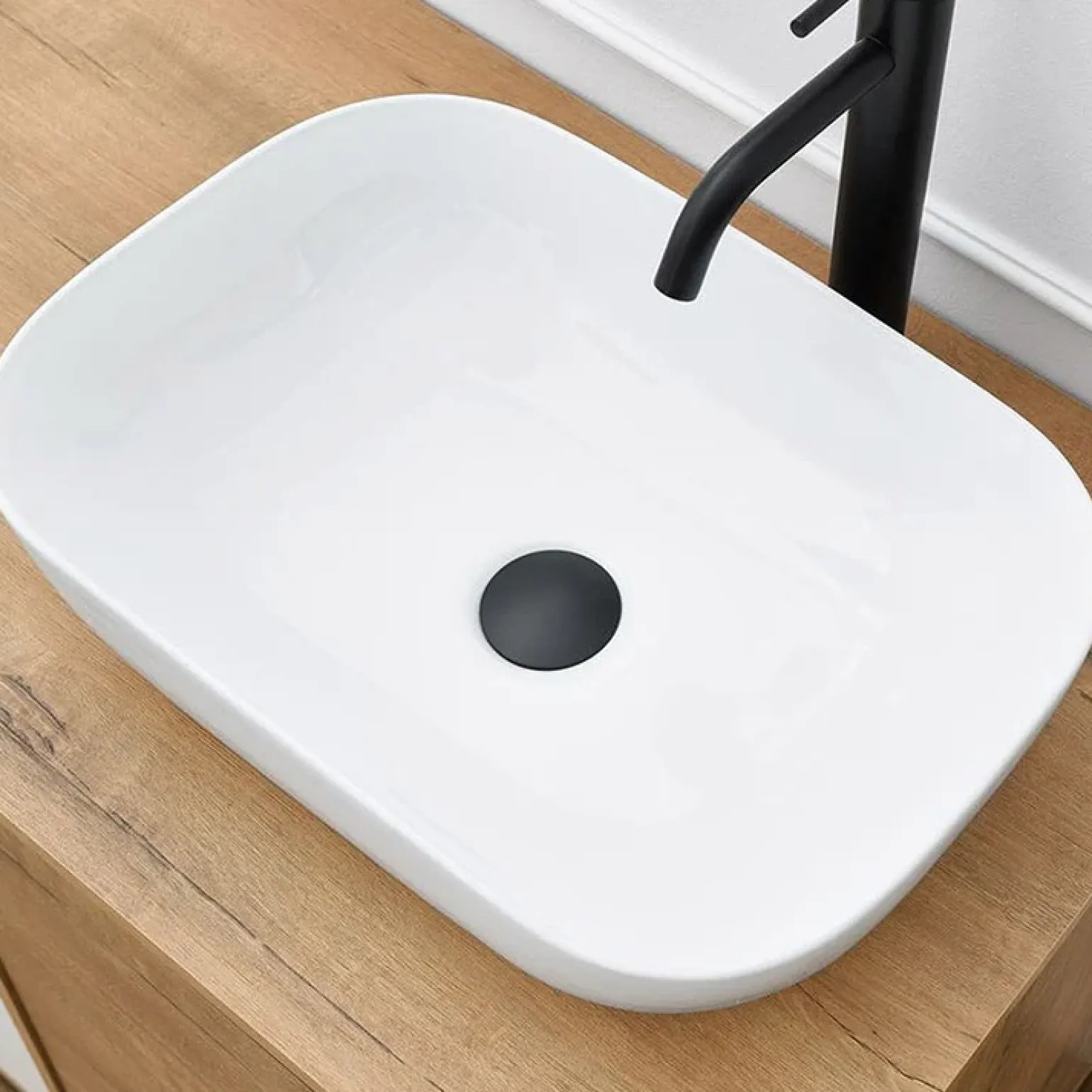 Mobile bagno a terra 100cm con lavabo 1 anta 1 cassetto rovere bianco Jasmund