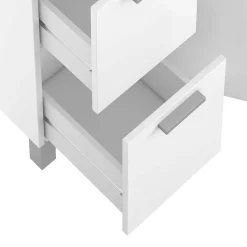 Mobile bagno a terra 80cm con lavabo e specchio bianco lucido David