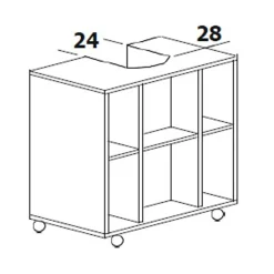 Mobile bagno a terra 64cm con ruote 1 anta rovere bianco Irma
