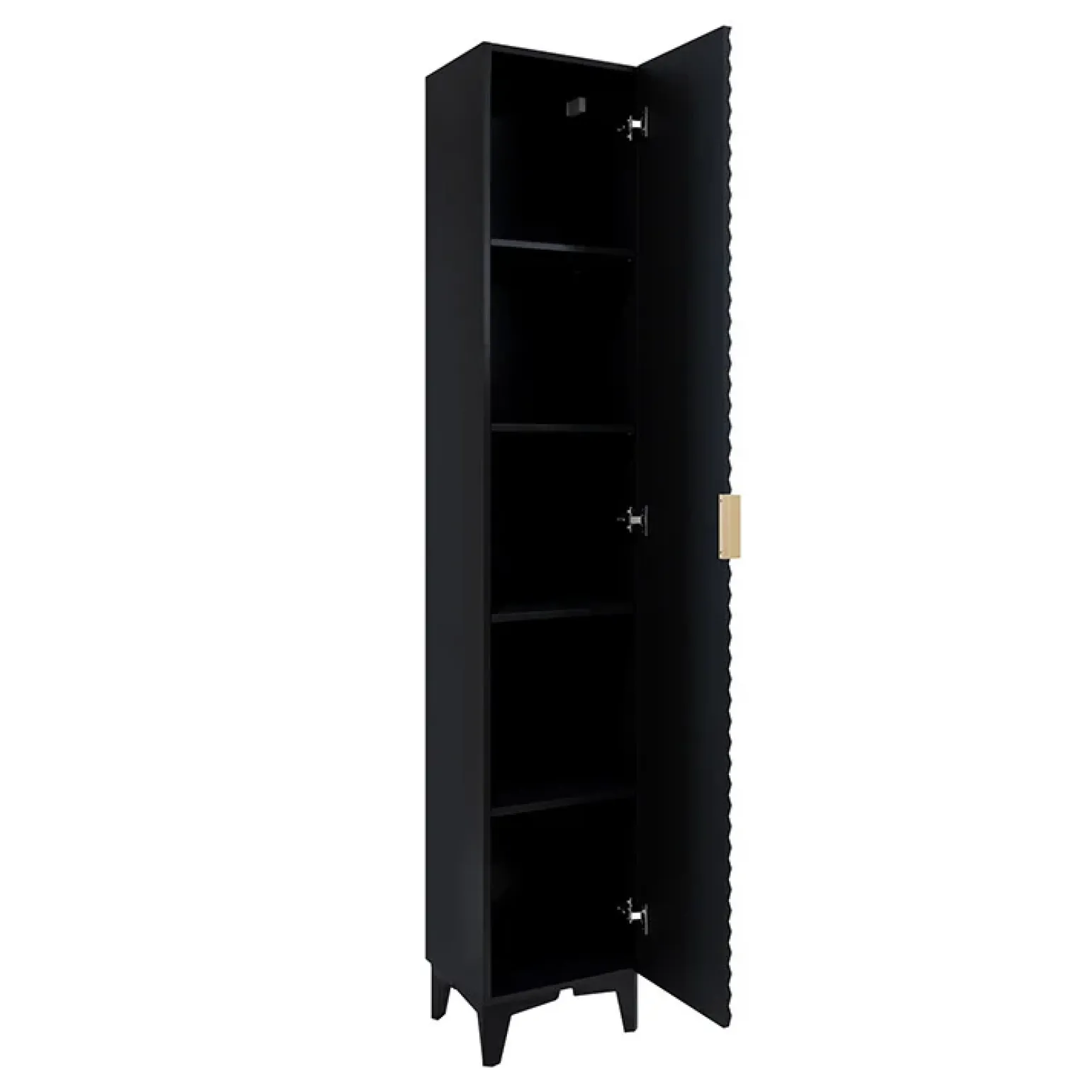 Mobile bagno a terra 61cm con colonna nero frontali decorati Konny