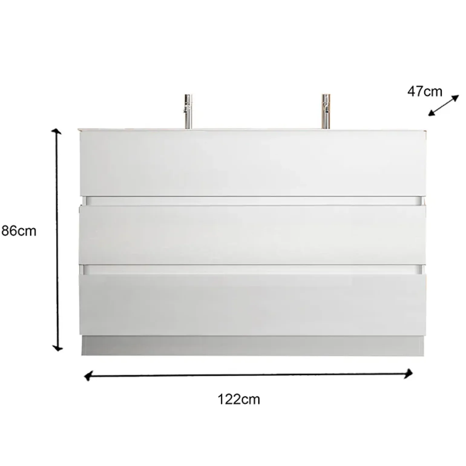 Mobile bagno a terra 120cm con doppio lavabo e specchio bianco lucido Moon
