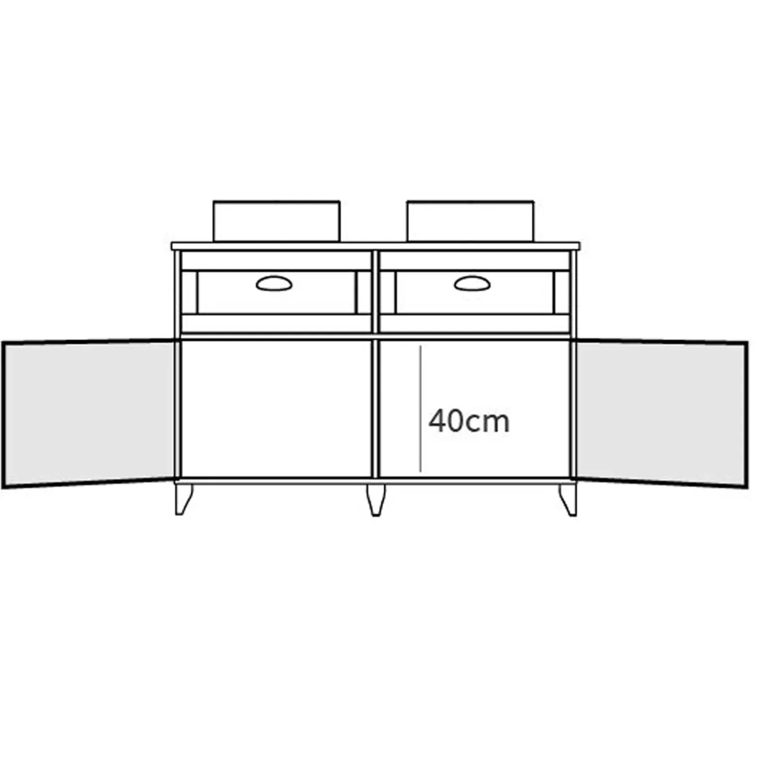 Mobile bagno a terra 120cm con doppio lavabo 2 ante 2 cassetti bianco rovere Ilias
