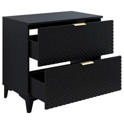 Mobile bagno a terra 81cm con colonna nero frontali decorati Konny