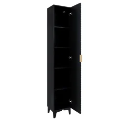 Mobile bagno a terra 81cm con colonna nero frontali decorati Konny