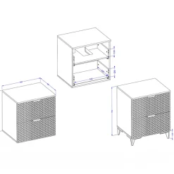 Mobile bagno a terra 61cm con colonna bianco frontali decorati Konny