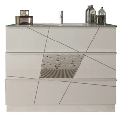 Mobile bagno a terra 100cm con lavabo e specchio bianco lucido specchi Olimpo