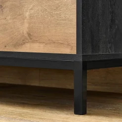 Mobile bagno a terra 120cm con doppio lavabo e colonna rovere antracite Crown