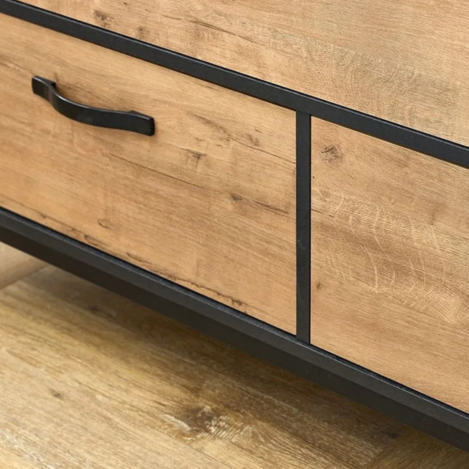 Mobile bagno a terra 120cm con doppio lavabo e colonna rovere antracite Crown