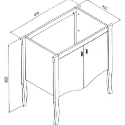 Mobile bagno classico 60cm con lavabo 2 ante bianco Brigit